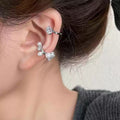 Korean Elegant Asymmetric Zircon Faux Pearl Clip-on Earrings Geometric Round Ear Cuffs view 1