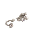 Korean Elegant Asymmetric Zircon Faux Pearl Clip-on Earrings Geometric Round Ear Cuffs view 5