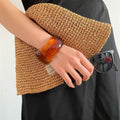Vintage Irregular Beige Resin Bangle Geometric Minimalist Statement Fashion Bracelet view 3