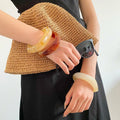 Vintage Irregular Beige Resin Bangle Geometric Minimalist Statement Fashion Bracelet view 1