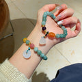 Elegant Round Lotus Pod Chalcedony Beaded Bracelet For Women, Minimalist Geometric Fashion Jewelry view 3