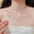 Double Layer Copper Zircon Star Beaded Flower Necklace Old Money Style Clavicle Choker view 3