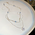 Double Layer Copper Zircon Star Beaded Flower Necklace Old Money Style Clavicle Choker view 2