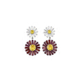 Light Luxury Copper Zircon Flower Round Pendant Drop Earrings With Silver Needle view 5