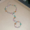 Korean Sweet Style Resin Spliced Beaded Bracelet Ring With Oval Geometric Dopamine Design view 4