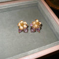 Monet Garden Dopamine Crystal Flower Copper Stud Earrings Cute Fresh Light Luxury Jewelry view 2