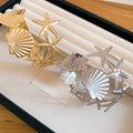 Iron Starfish Shell Splice Arm Bangle For Women, European Style Fashion Beach Jewelry view 2