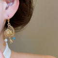 Alloy Crystal Conch Starfish Pearl Drop Earrings Ocean Vacation Style Ear Cuff Jewelry view 4