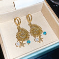 Alloy Crystal Conch Starfish Pearl Drop Earrings Ocean Vacation Style Ear Cuff Jewelry view 3