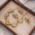 Luxury Vintage Gold Alloy Irregular Wrinkled Oval Bean Shape Fashion Statement Women's Stud Earrings view 3