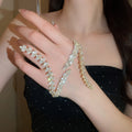 Luxury Copper Full Zircon Wheat Ear Bangle For Women, Fashion Sparkle Statement Bracelet view 3