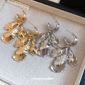 European Style Metal Leaf Stud Earrings With Silver Pins, Minimalist Statement Jewelry For Women view 2