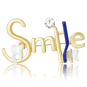 Alloy Enamel Letter Tooth Brooch Pin For Collars And Jackets
