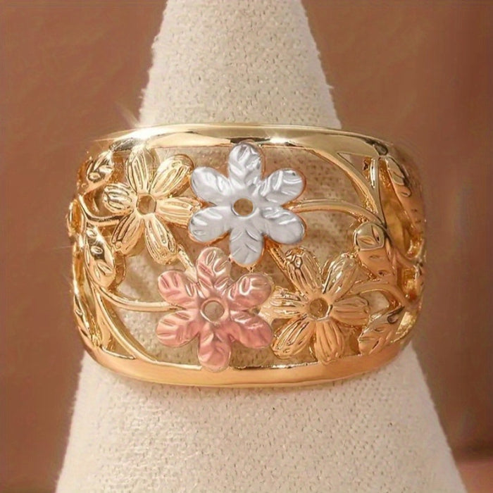 Multicolor Flower Ring For Women, Spring Forest Pastoral Style Fresh Fashion Single Jewelry