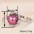 Laser Pink Flower Faux Pearl Ring For Women Futuristic Trendy Korean Style Lady Accessory view 4