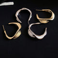 Irregular Geometric U Shaped Copper Hoop Earrings Minimalist Light Luxury European Style view 3