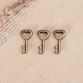 Small Heart Key Metal Charm in 3 Finishes for Jewelry Crafts view 2