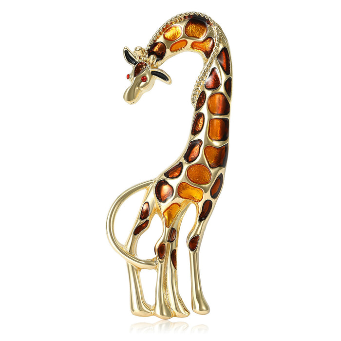 Alloy Enamel Giraffe Brooch Creative Animal Lapel Pin For Apparel