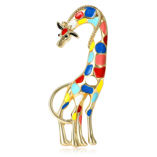 Alloy Enamel Giraffe Brooch Creative Animal Lapel Pin For Apparel