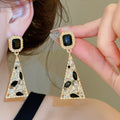 Vintage Alloy Rhinestone Geometric Triangle Teardrop Stud Earrings For Women Light Luxury Design view 1