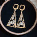 Vintage Alloy Rhinestone Geometric Triangle Teardrop Stud Earrings For Women Light Luxury Design view 4
