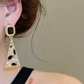Vintage Alloy Rhinestone Geometric Triangle Teardrop Stud Earrings For Women Light Luxury Design view 3