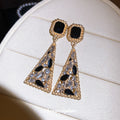 Vintage Alloy Rhinestone Geometric Triangle Teardrop Stud Earrings For Women Light Luxury Design view 2