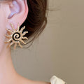 European American Alloy Sun Hollow Geometric Stud Earrings, Niche Statement Versatile Jewelry view 3