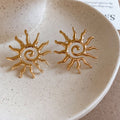 European American Alloy Sun Hollow Geometric Stud Earrings, Niche Statement Versatile Jewelry view 2
