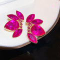Luxury Alloy Full Rhinestone Teardrop Round Stud Earrings With Silver Pins For Banquet Gowns view 4