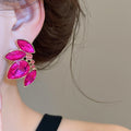 Luxury Alloy Full Rhinestone Teardrop Round Stud Earrings With Silver Pins For Banquet Gowns view 3
