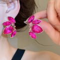 Luxury Alloy Full Rhinestone Teardrop Round Stud Earrings With Silver Pins For Banquet Gowns view 1