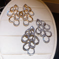 Alloy Teardrop Stud Earrings With Silver Posts, Sparkling Rhinestone Twisted Hollow Luxury Style view 2