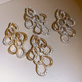 Alloy Teardrop Stud Earrings With Silver Posts, Sparkling Rhinestone Twisted Hollow Luxury Style view 4