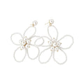 Elegant French Floral Hollow Faux Pearl Stud Earrings With Silver Needle Posts view 5