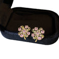 Light Luxury Copper Zircon Flower Stud Earrings Sweet Sparkling Spring Summer Floral Jewelry view 5