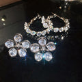 Korean Style Copper Hoop Earrings With Silver Posts Sparkling Zircon Round Flower Design view 1