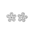 Korean Style Copper Hoop Earrings With Silver Posts Sparkling Zircon Round Flower Design view 5