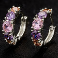 European Summer Minimal Hoop Earrings With Multicolor Zircon, Elegant Fashion Jewelry For Women view 2