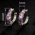 European Summer Minimal Hoop Earrings With Multicolor Zircon, Elegant Fashion Jewelry For Women view 1