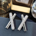 Minimalist Cross X Line Stud Earrings, Geometric Elegant Classic Jewelry Accessories view 5