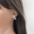 Minimalist Cross X Line Stud Earrings, Geometric Elegant Classic Jewelry Accessories view 3