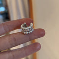 French Vintage Zircon Faux Pearl Geometric Round Clip-on Earrings For Women Light Luxury Style view 2