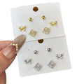 Sterling Silver Needle Gold Plated Stud Earring Set With Heart Tassel Pearl Earrings view 5