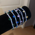 Light Luxury Copper Bangle With Colorful Zircon Round Flower Geometric Design view 4