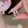 Light Luxury Copper Zircon Enamel Round Hoop Earrings For Women Sweet Minimalist Ear Jewelry view 1