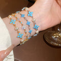 Vintage Copper Zircon Flower Beaded Bracelet Light Luxury Sparkling Floral Fashion Jewelry view 1