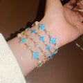 Vintage Copper Zircon Flower Beaded Bracelet Light Luxury Sparkling Floral Fashion Jewelry view 3