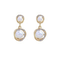 Elegant French Vintage Pearl Drop Earrings With Gold Alloy Round Zircon Rhinestone Luxury Dangle Earrings view 5