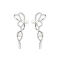 2026 Sparkling Zircon Heart Waterdrop Tassel Copper Clip-on Earrings With Playful Bow Accent view 5